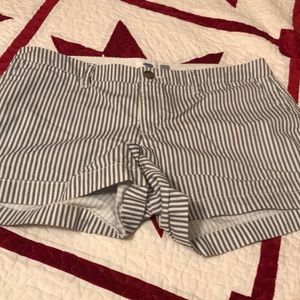 Grey blue and white stripped shorts